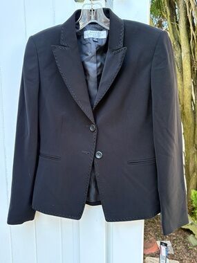 NWT Tahari Black Women's Notch Lapel Blazer with Decorative Stitching 2p